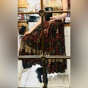 Vintage LAURA Ashley ROMANTIC Cottage Core Tiered CIRCLE Skirt Large 14